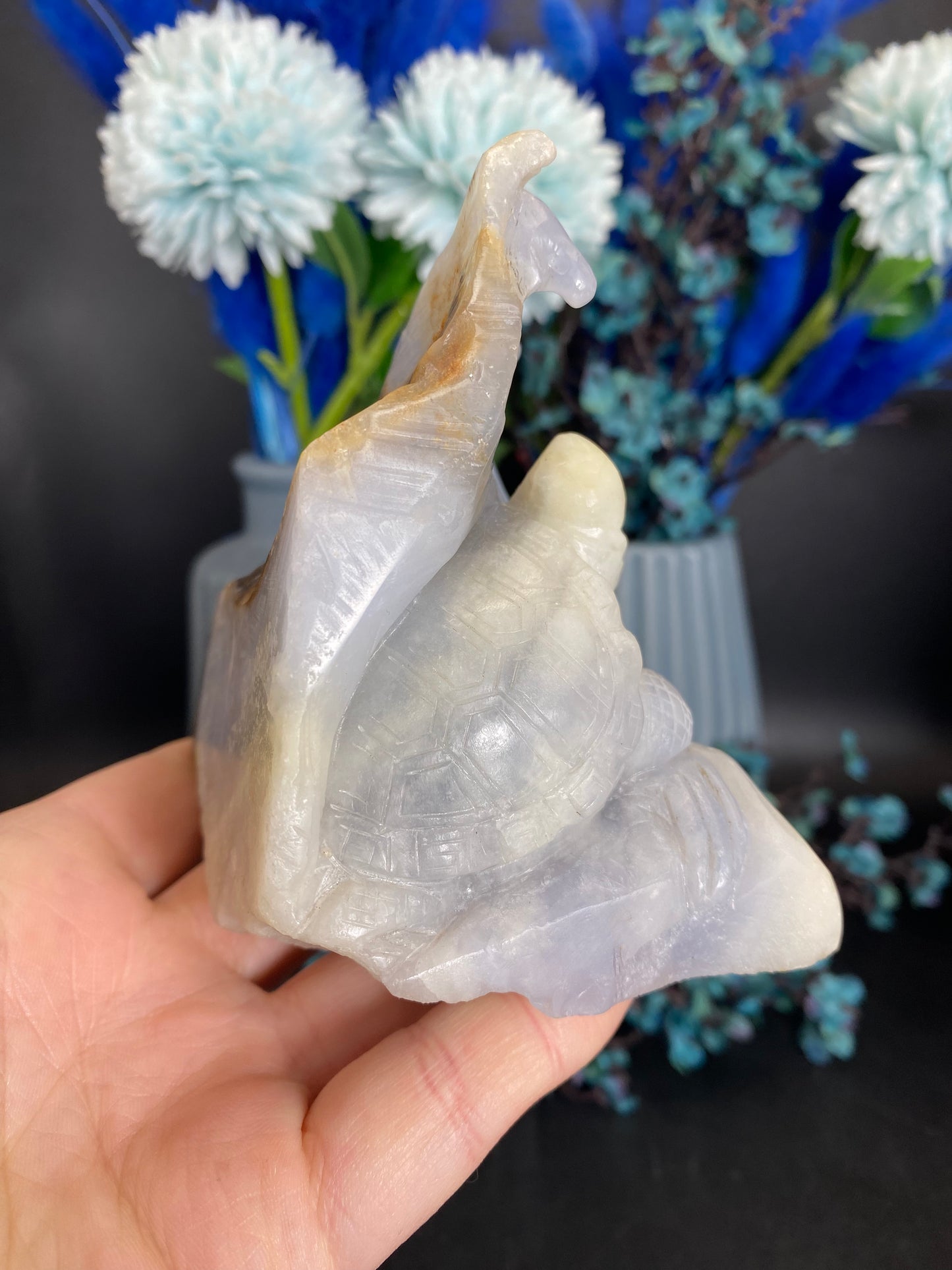 Schildkröte aus blauem Chalcedon (T160)