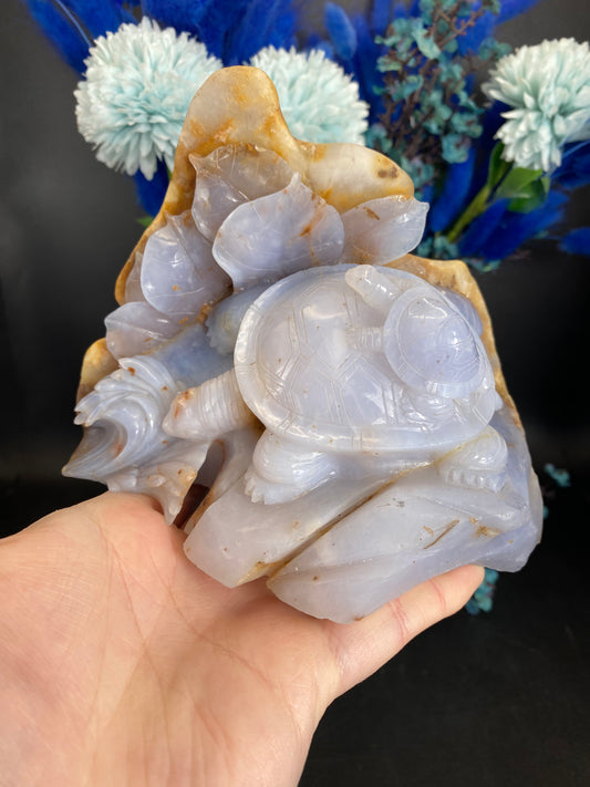 Schildkröten aus blauem Chalcedon (D280)