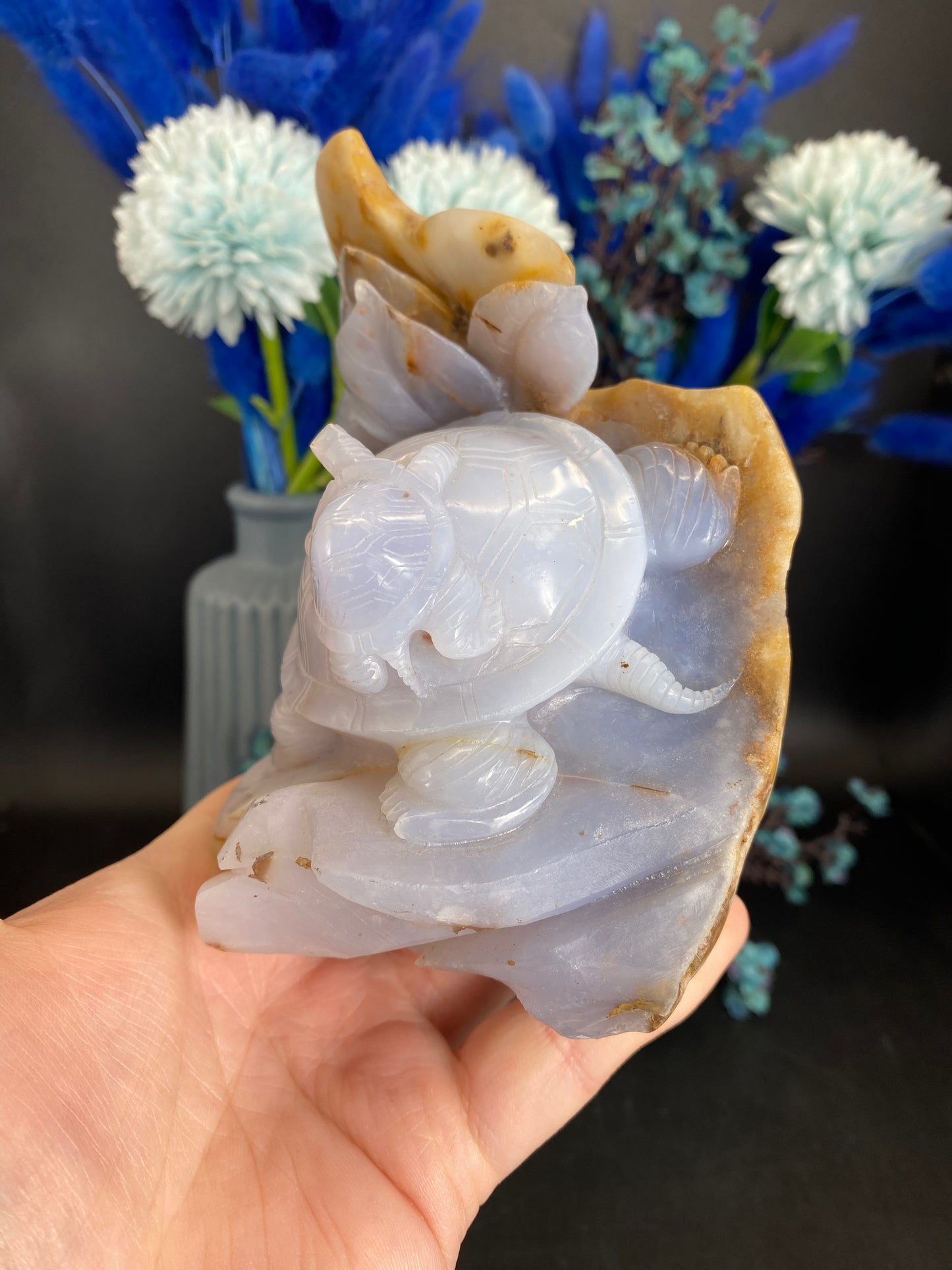 Schildkröten aus blauem Chalcedon (D280)