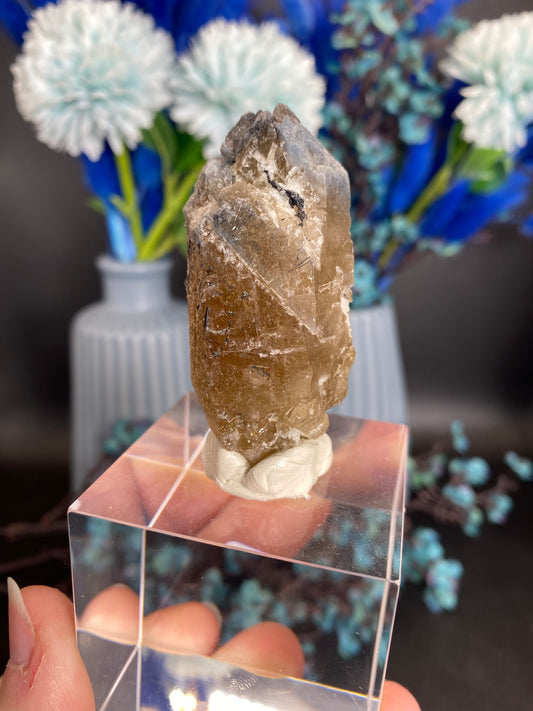 Citrin mit blauem Turmalin und Albit aus Brasilien (T280)