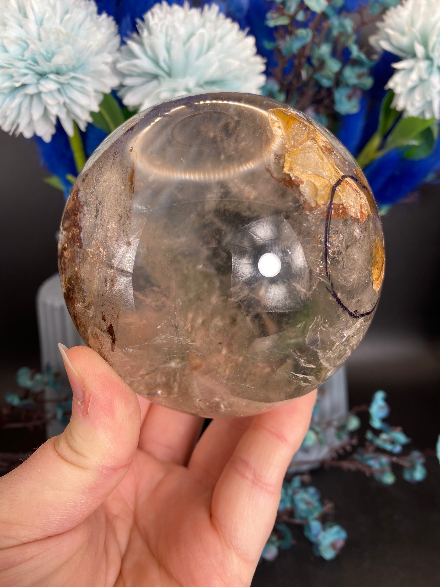 Kugel aus Bergkristall mit Libelle (beweglicher Wassereinschluss)