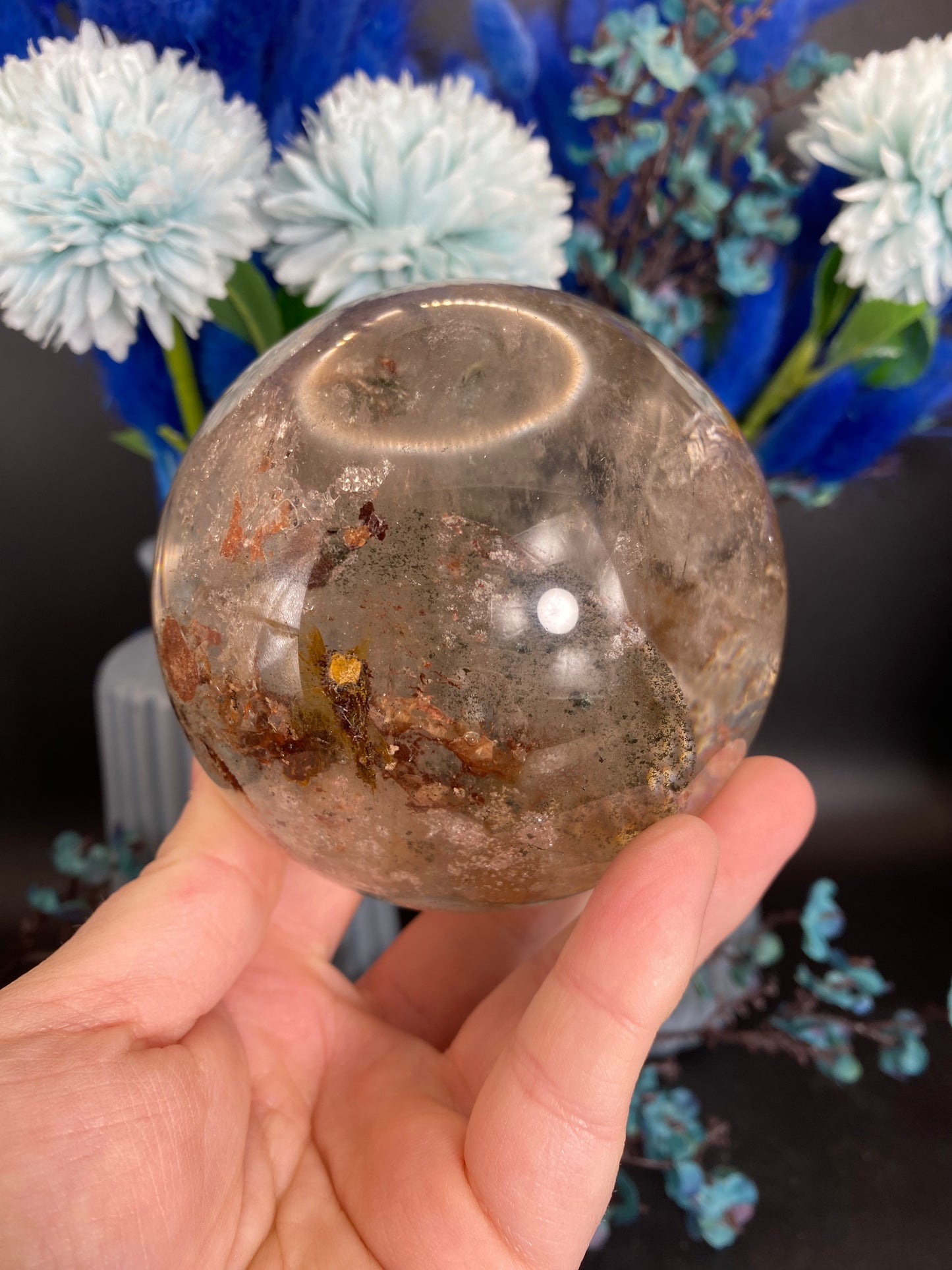 Kugel aus Bergkristall mit Libelle (beweglicher Wassereinschluss)