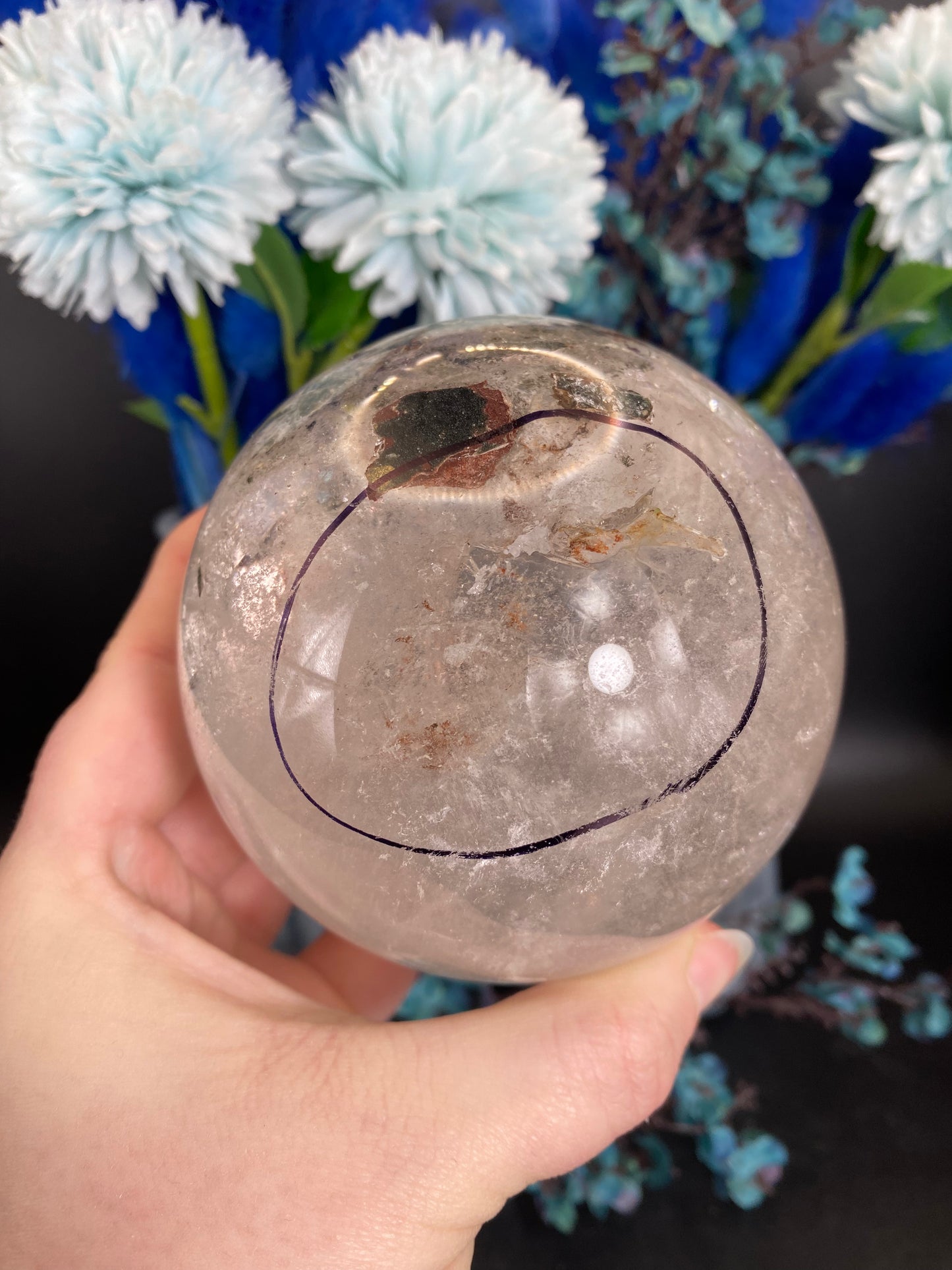 Kugel aus Bergkristall mit Libelle (beweglicher Wassereinschluss)