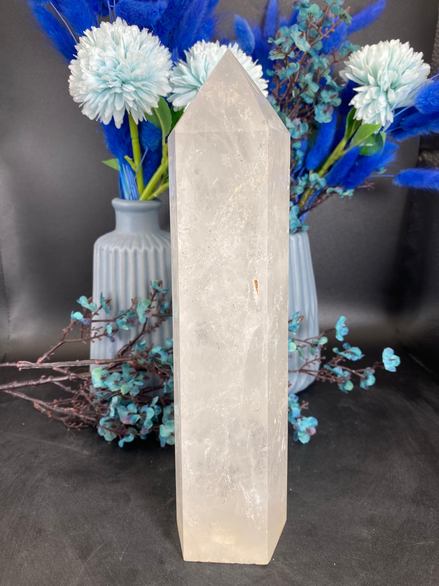 Turm aus Bergkristall mit Libelle (beweglicher Wassereinschluss)