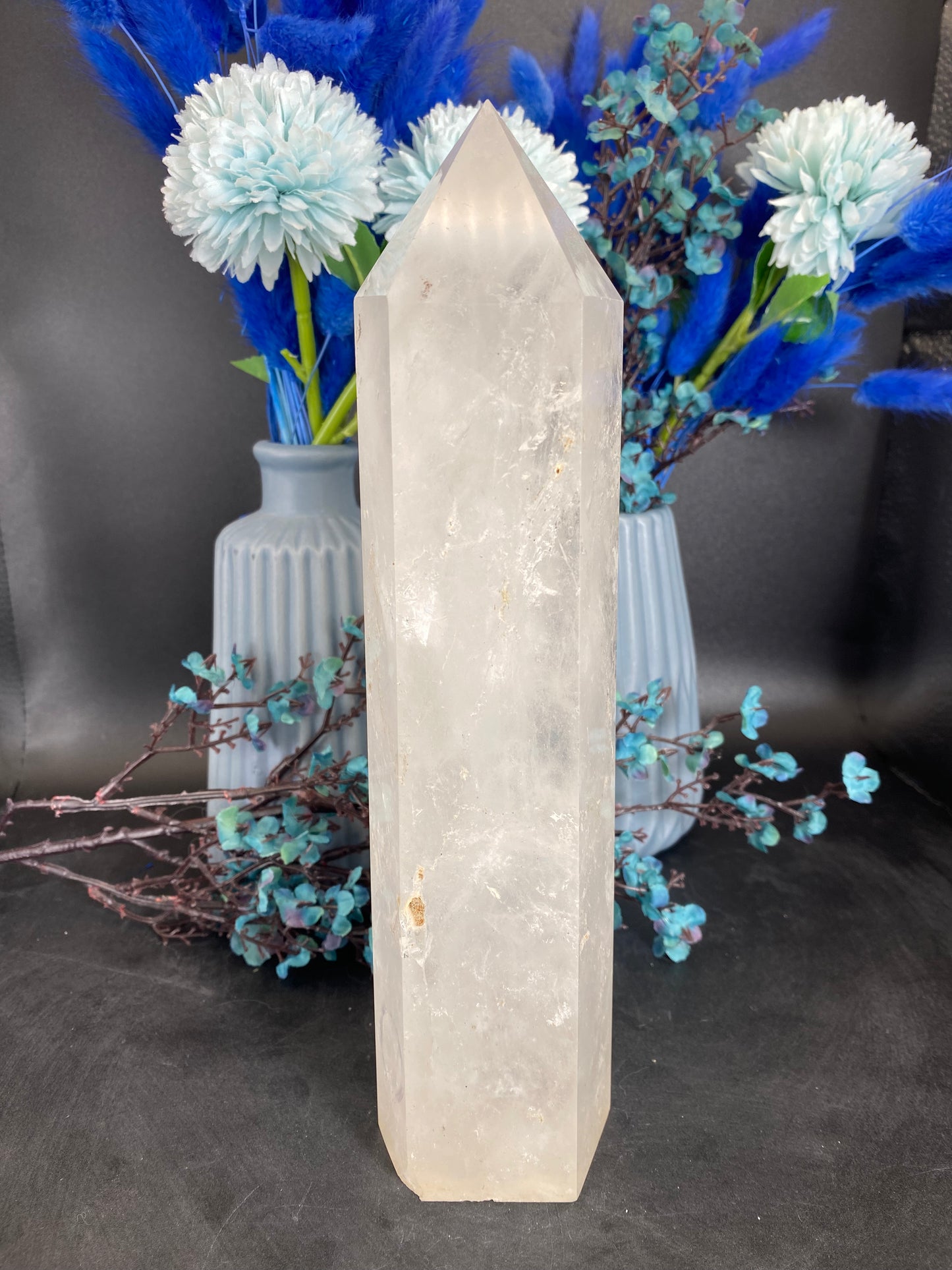 Turm aus Bergkristall mit Libelle (beweglicher Wassereinschluss)