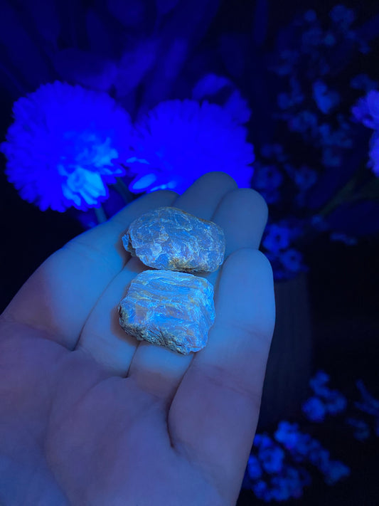 Rohsteinset aus blauem Bernstein