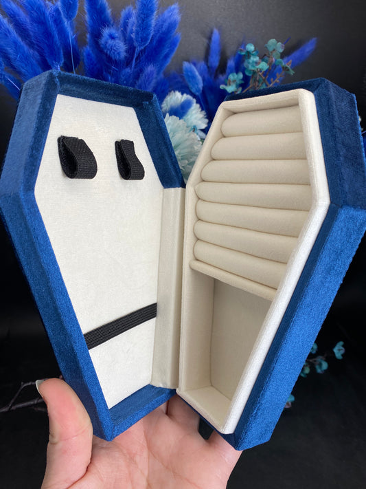 Schmuckaufbewahrung in Sargform, dunkelblau