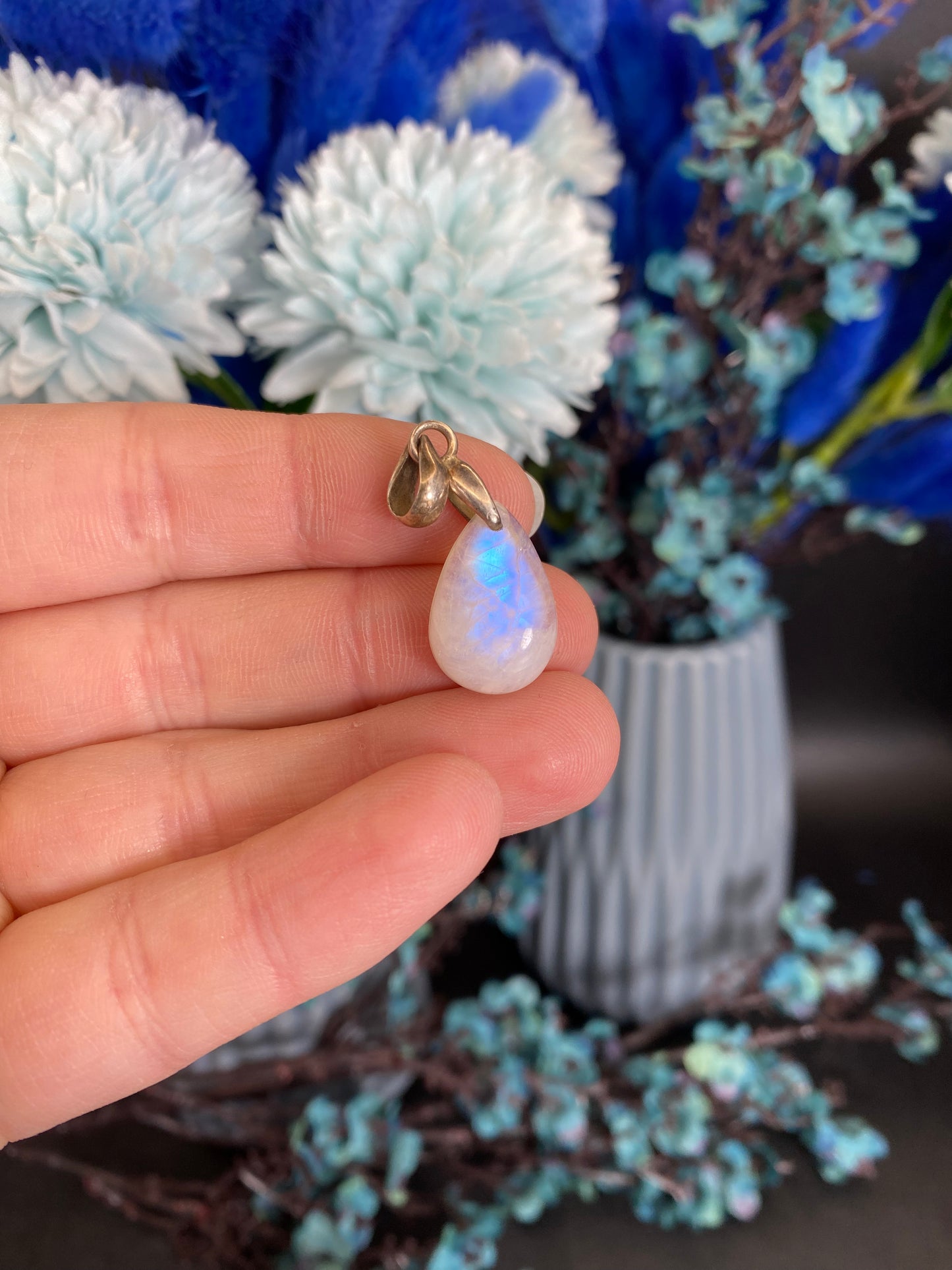 weißer Labradorit Anhänger (925 Silber)