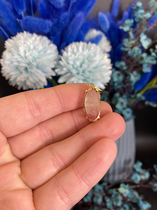 Turmalin in Quarz Anhänger (vergoldetes 925 Silber, A99)